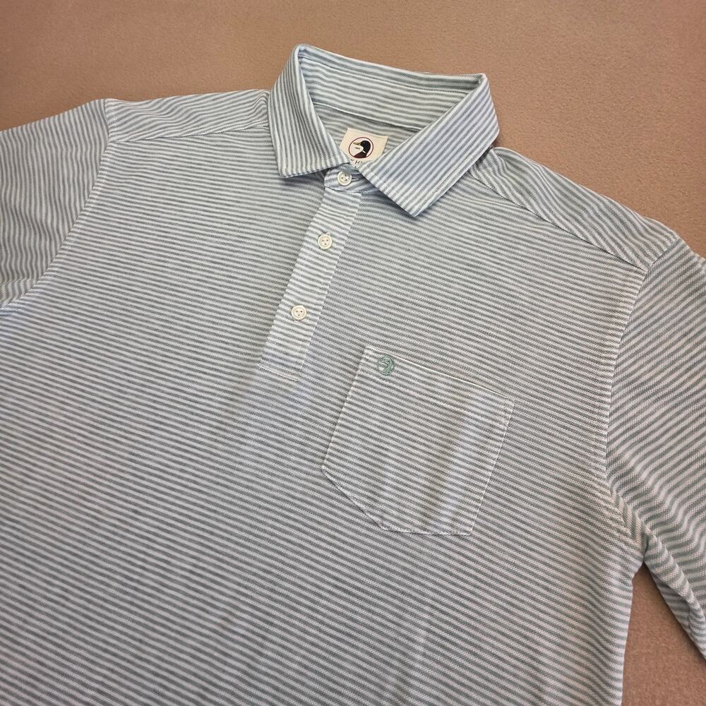 Duck Head Mint Green Striped Short-Sleeve Polo Shirt Sz Medium